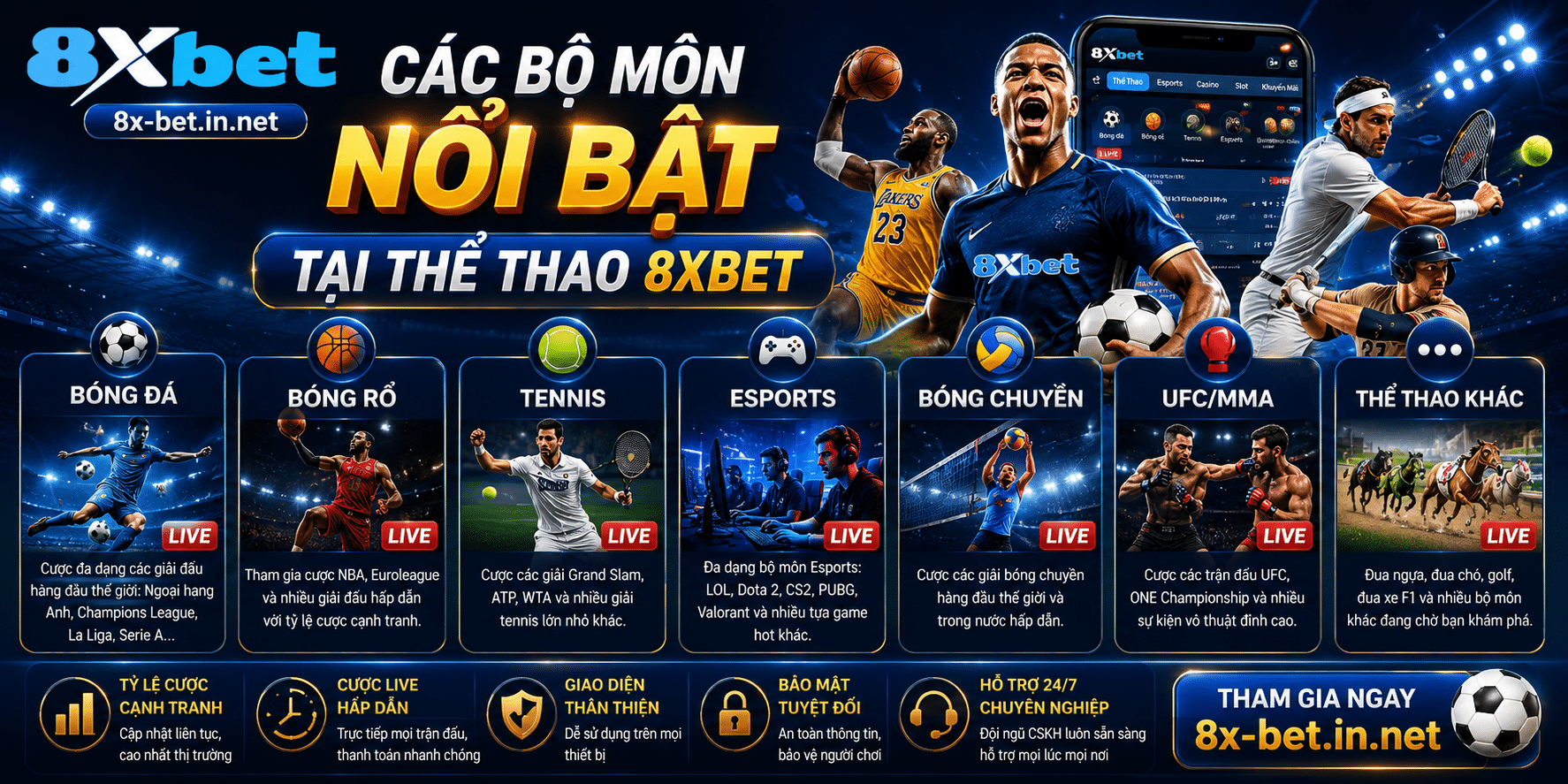 Các bộ môn nổi bật tại Thể thao 8Xbet