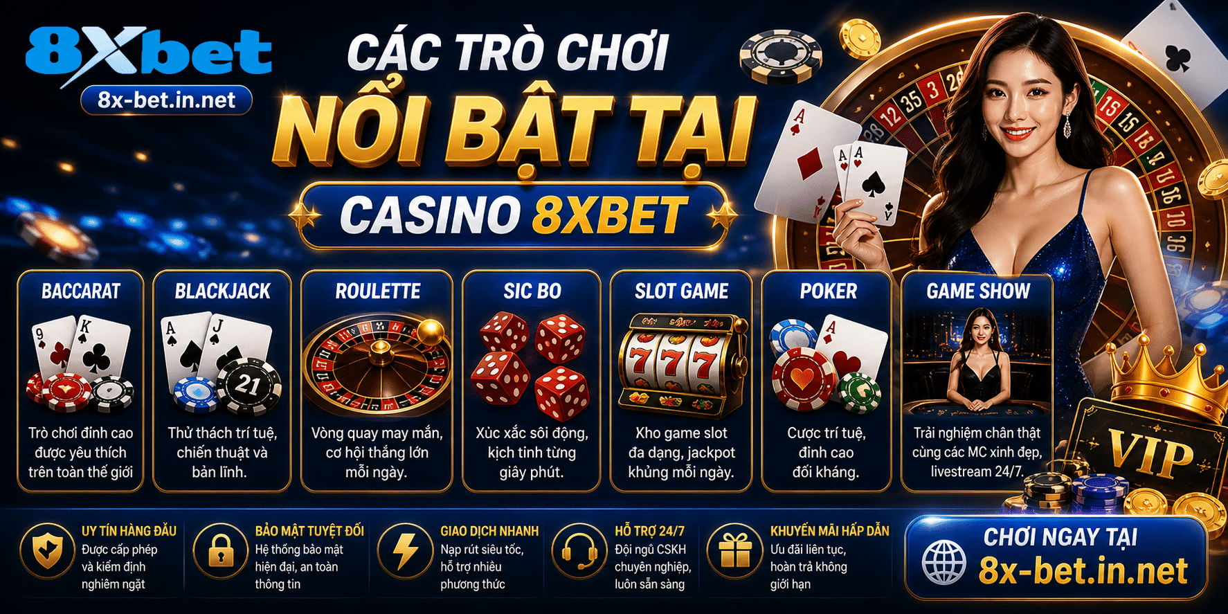 Các trò chơi nổi bật tại casino 8xbet