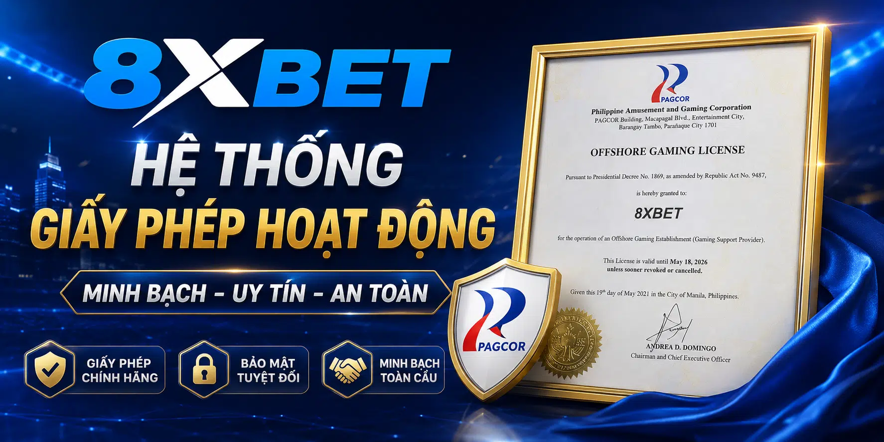 Hệ thống giấy phép hoạt động của 8XBET