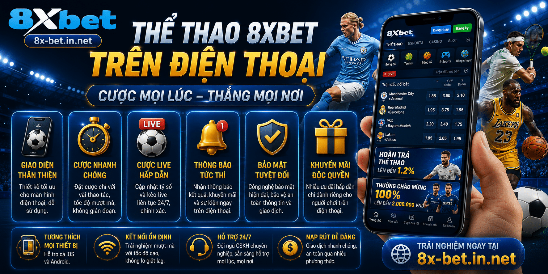 Thể thao 8Xbet trên điện thoại